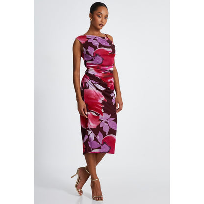 Quiz Clothing Multicolor Sleeveless Ruched Bodycon Midi Dress