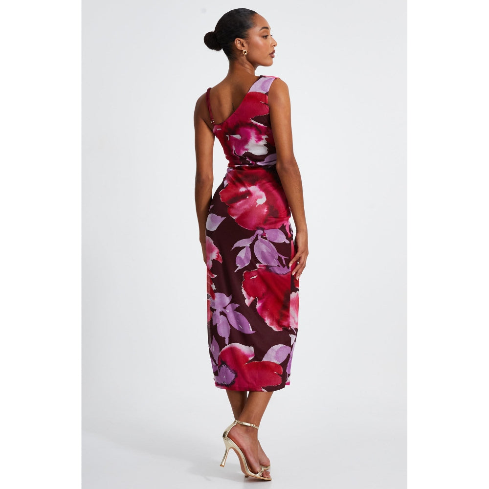 Quiz Clothing Multicolor Sleeveless Ruched Bodycon Midi Dress