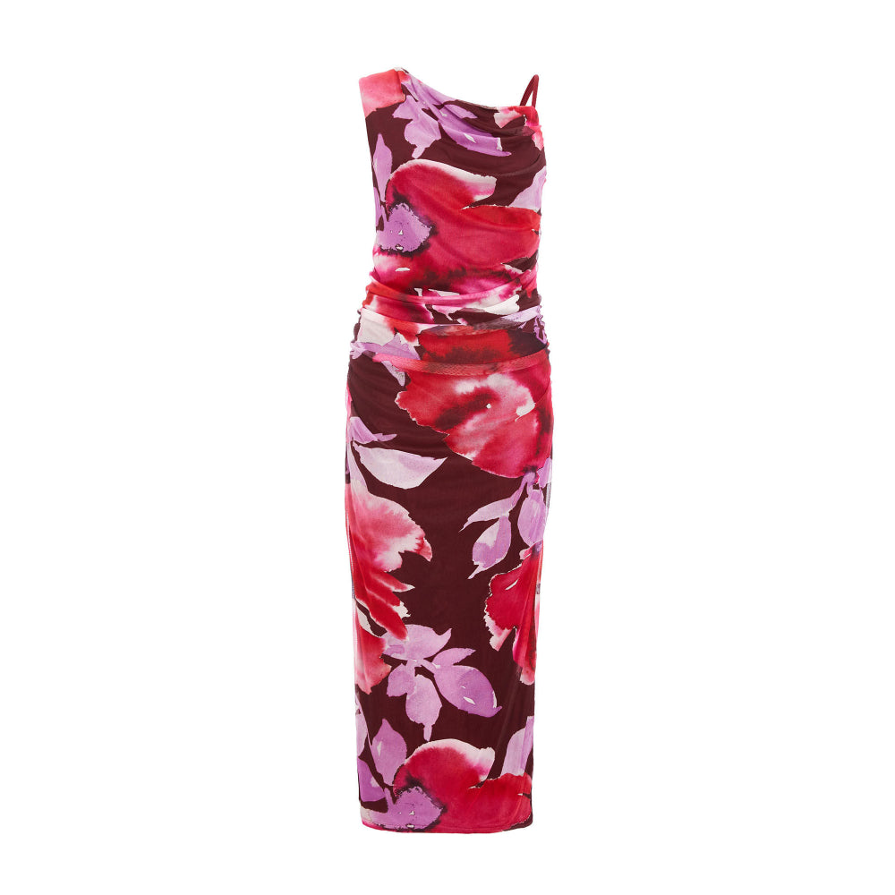 Quiz Clothing Multicolor Sleeveless Ruched Bodycon Midi Dress