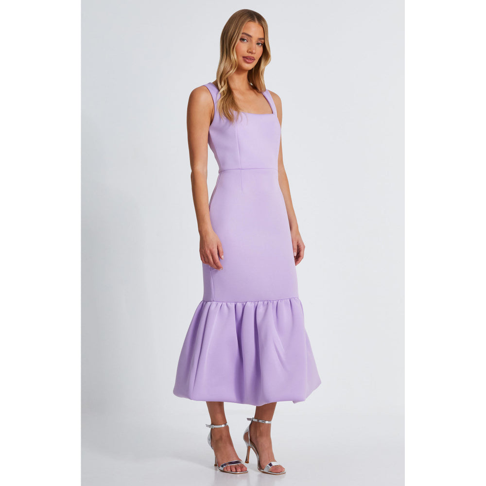 Quiz Clothing Lavender Square Neck Sleeveless Peplum Midi Dress