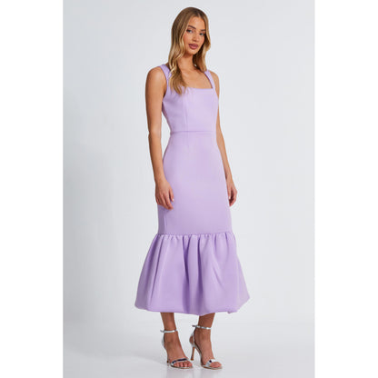 Quiz Clothing Lavender Square Neck Sleeveless Peplum Midi Dress