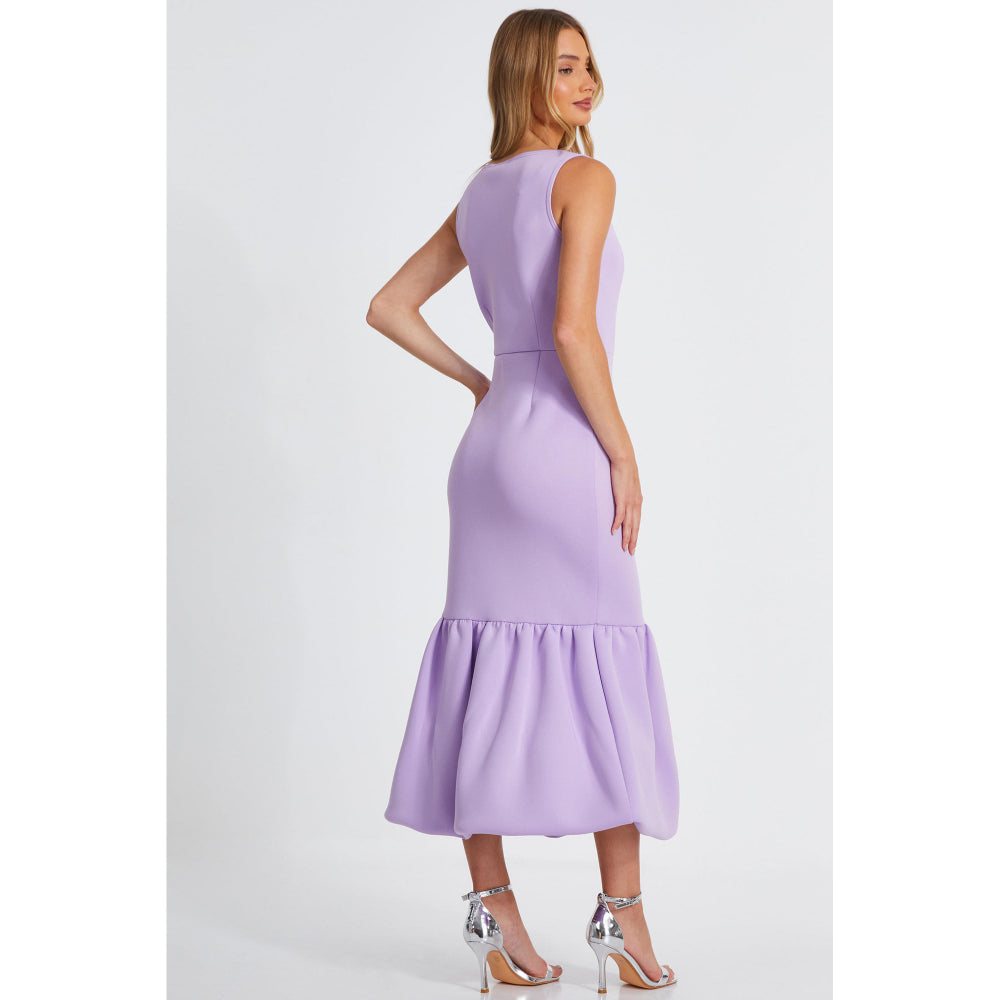 Quiz Clothing Lavender Square Neck Sleeveless Peplum Midi Dress