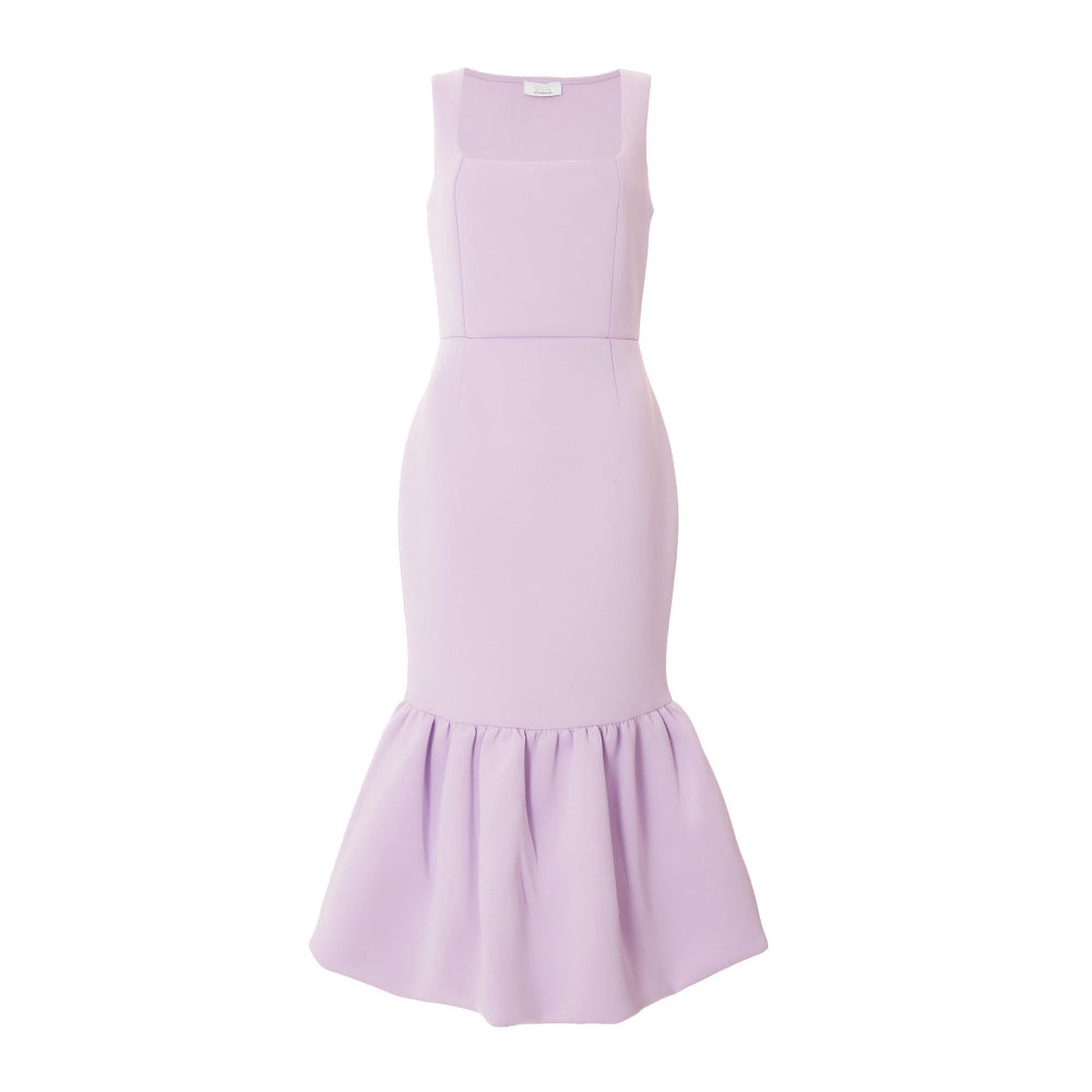 Quiz Clothing Lavender Square Neck Sleeveless Peplum Midi Dress
