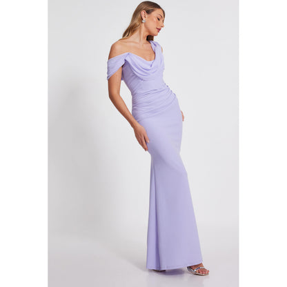 Quiz Clothing Lavender Asymmetric Cowl Neck Bodycon Maxi Dress