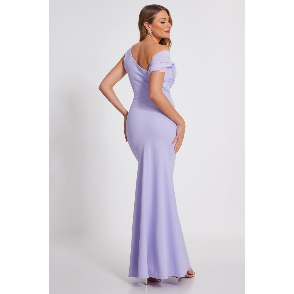 Quiz Clothing Lavender Asymmetric Cowl Neck Bodycon Maxi Dress
