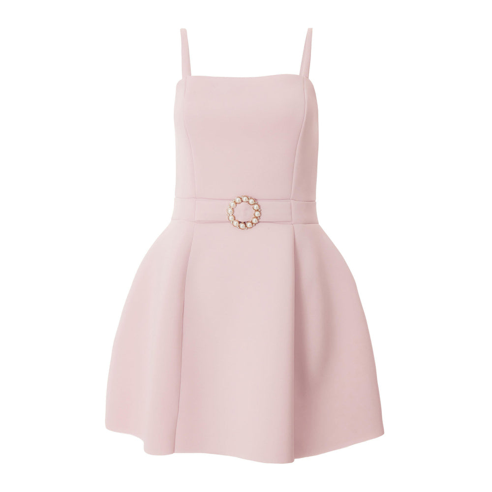 Quiz Clothing Pink Square Neck Sleeveless Waisted Mini Dress