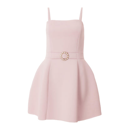 Quiz Clothing Pink Square Neck Sleeveless Waisted Mini Dress