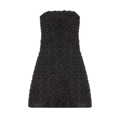 Quiz Clothing Black 3D Floral Design Tube Bandeau Mini Dress