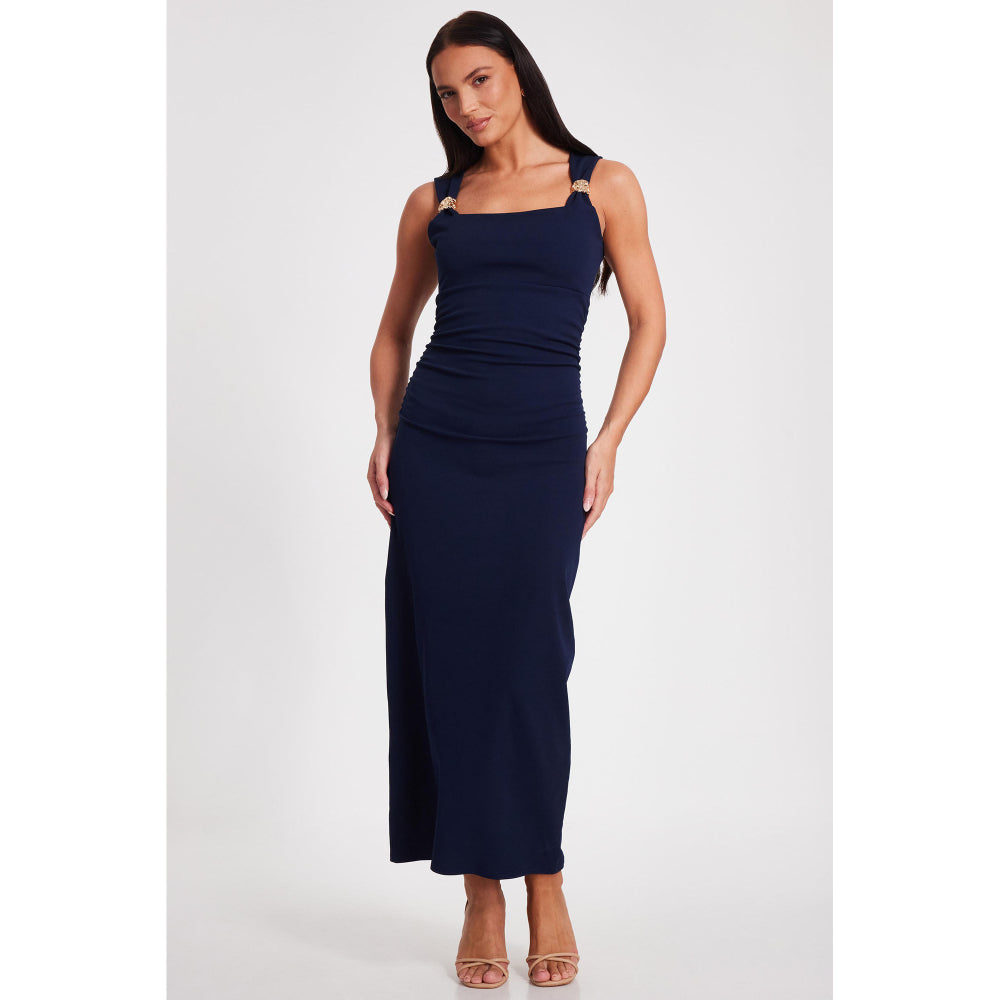 Quiz Clothing Navy Blue Round Neck Sleeveless Bodycon Maxi Dress