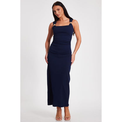 Quiz Clothing Navy Blue Round Neck Sleeveless Bodycon Maxi Dress