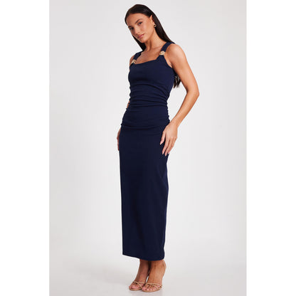 Quiz Clothing Navy Blue Round Neck Sleeveless Bodycon Maxi Dress