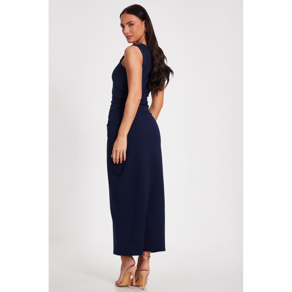 Quiz Clothing Navy Blue Round Neck Sleeveless Bodycon Maxi Dress