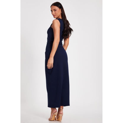Quiz Clothing Navy Blue Round Neck Sleeveless Bodycon Maxi Dress