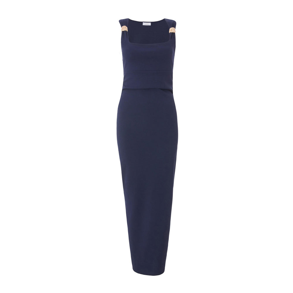 Quiz Clothing Navy Blue Round Neck Sleeveless Bodycon Maxi Dress