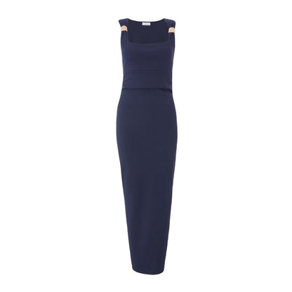 Quiz Clothing Navy Blue Round Neck Sleeveless Bodycon Maxi Dress