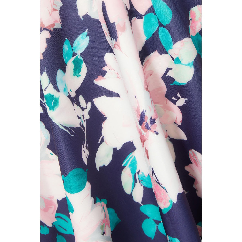 Quiz Clothing Multicolor Square Neck Sleeveless Floral Midi Skater Dress
