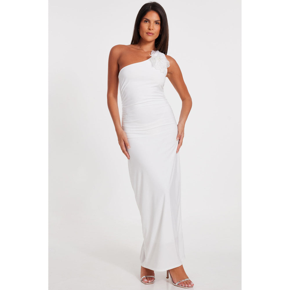 Quiz Clothing White One Shoulder Sleeveless Bodycon Maxi Dress