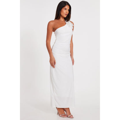 Quiz Clothing White One Shoulder Sleeveless Bodycon Maxi Dress