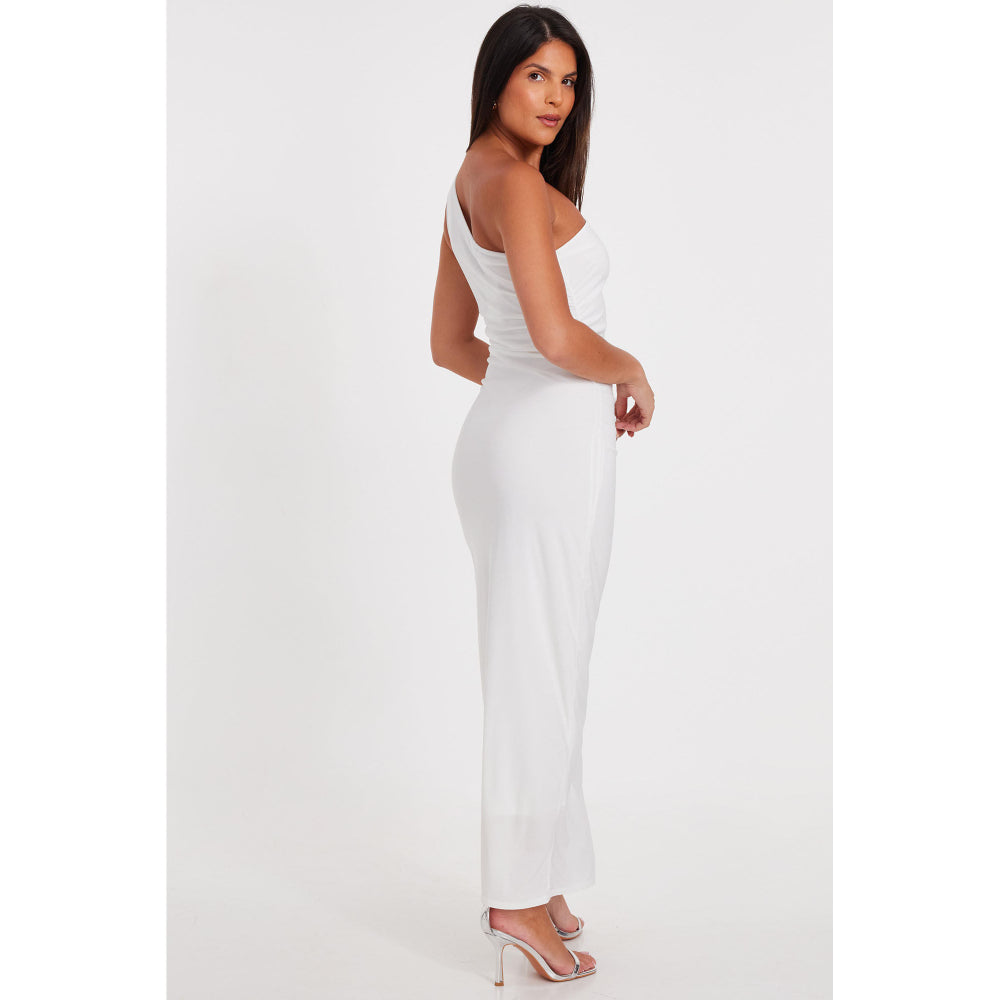 Quiz Clothing White One Shoulder Sleeveless Bodycon Maxi Dress