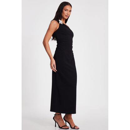 Quiz Clothing Black One Shoulder Sleeveless with Embellishment Maxi Dress