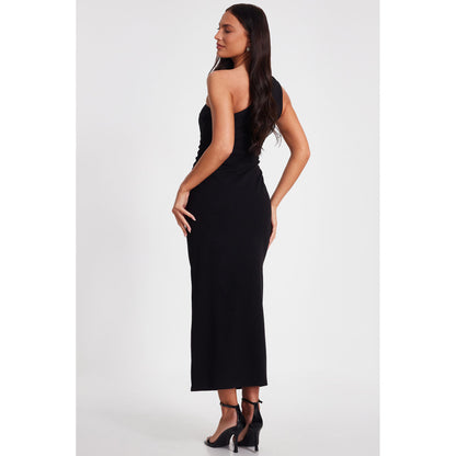 Quiz Clothing Black One Shoulder Sleeveless with Embellishment Maxi Dress