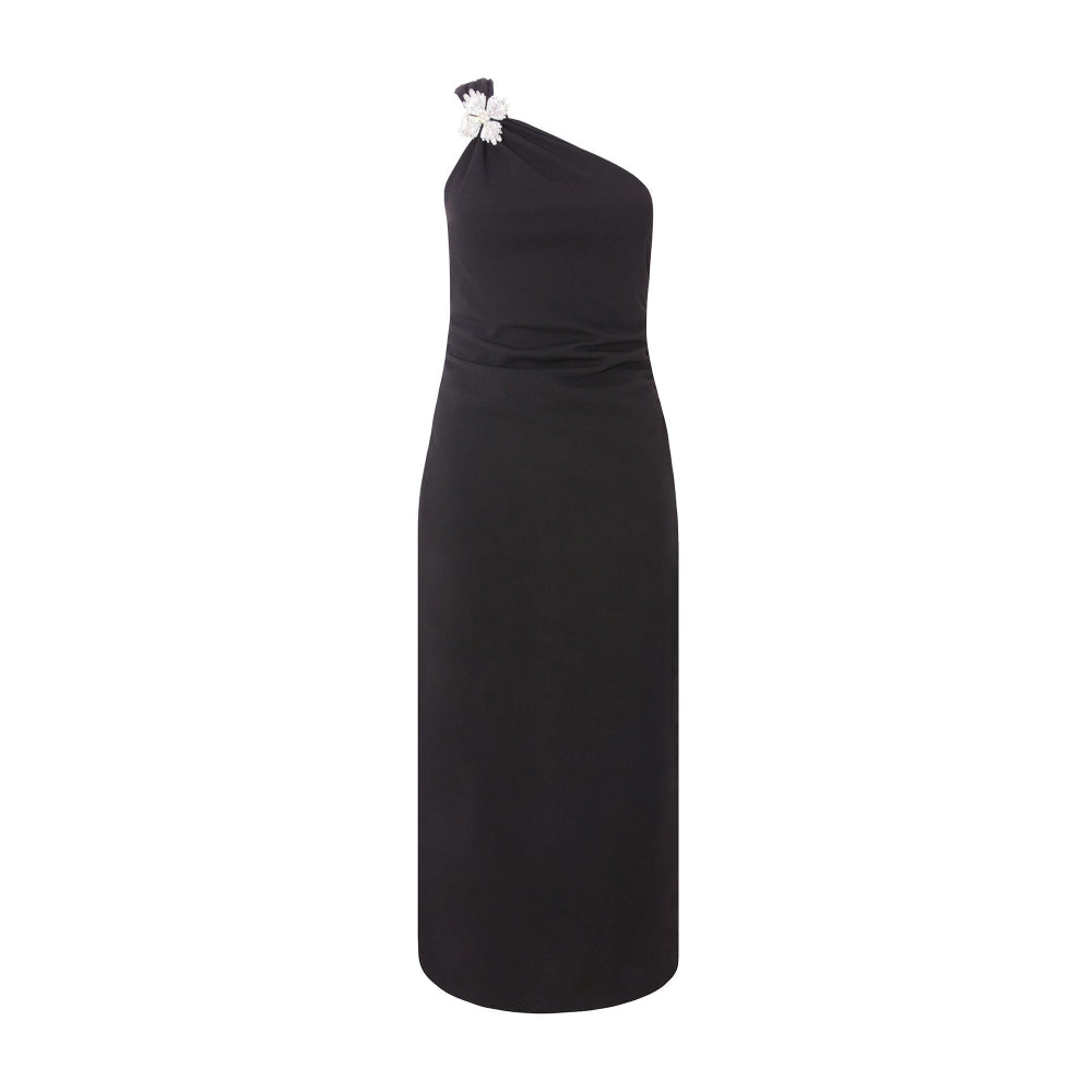 Quiz Clothing Black One Shoulder Sleeveless with Embellishment Maxi Dress