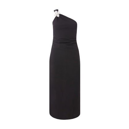 Quiz Clothing Black One Shoulder Sleeveless with Embellishment Maxi Dress