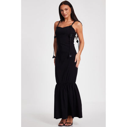 Quiz Clothing Black Sweetheart Neck Sleeveless Peplum Maxi Dress
