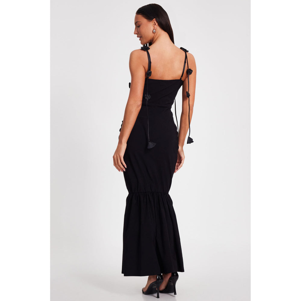 Quiz Clothing Black Sweetheart Neck Sleeveless Peplum Maxi Dress