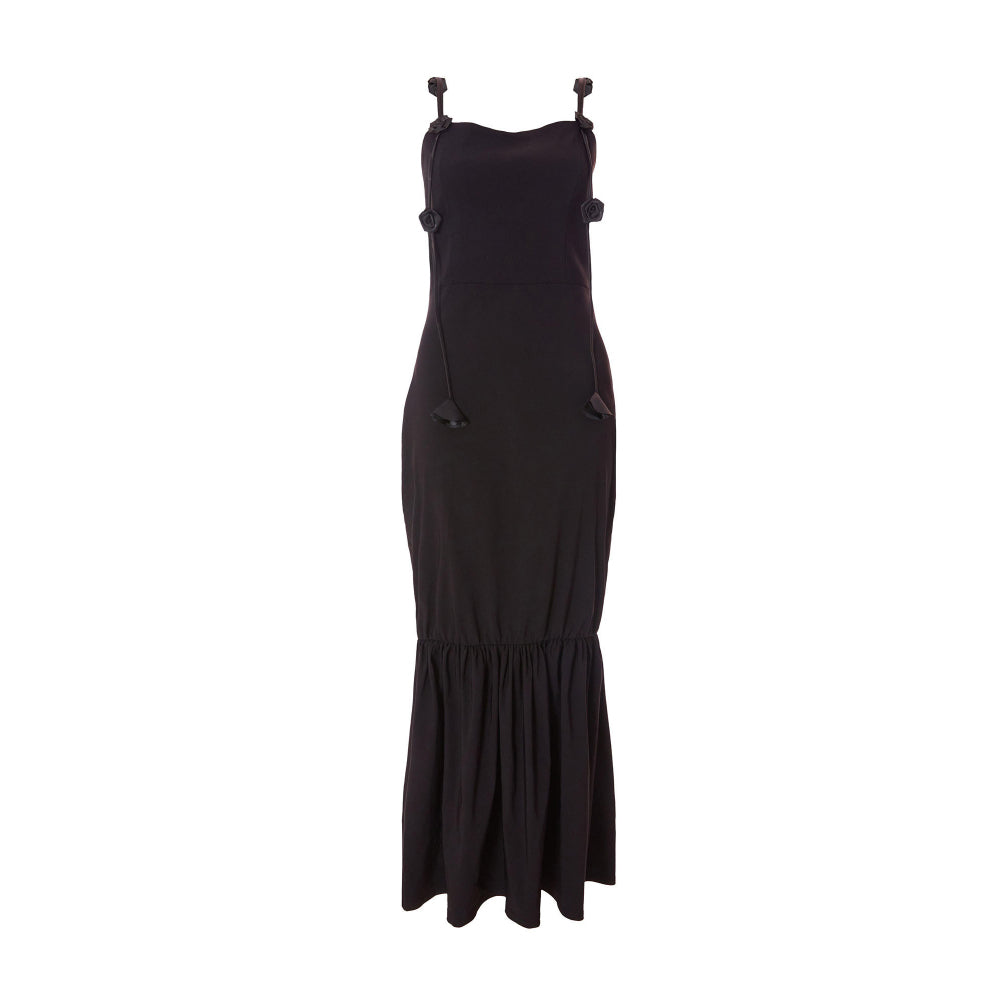 Quiz Clothing Black Sweetheart Neck Sleeveless Peplum Maxi Dress