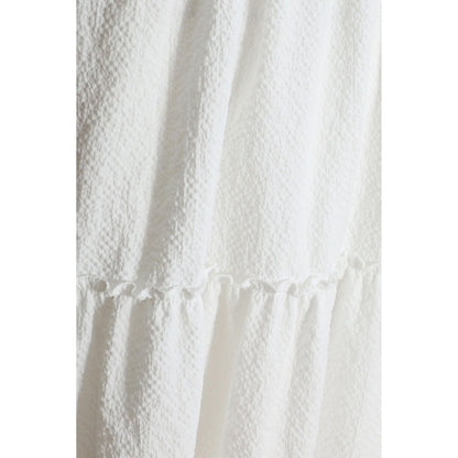 Quiz Clothing White V-Neck Full Sleeve Waisted Fit And Flared Midi Dress