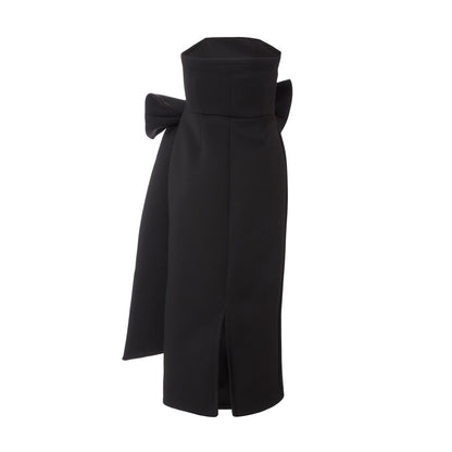 Quiz Clothing Black Tube Front Bow Detail Midi Dress