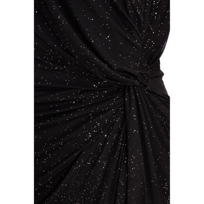 Quiz Clothing Black Embellished Front Knot Round Neck Long Sleeve Midi Dress