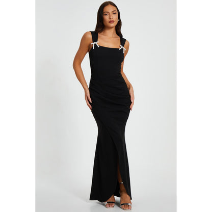 Quiz Clothing Women Black Polyester Solid Dress