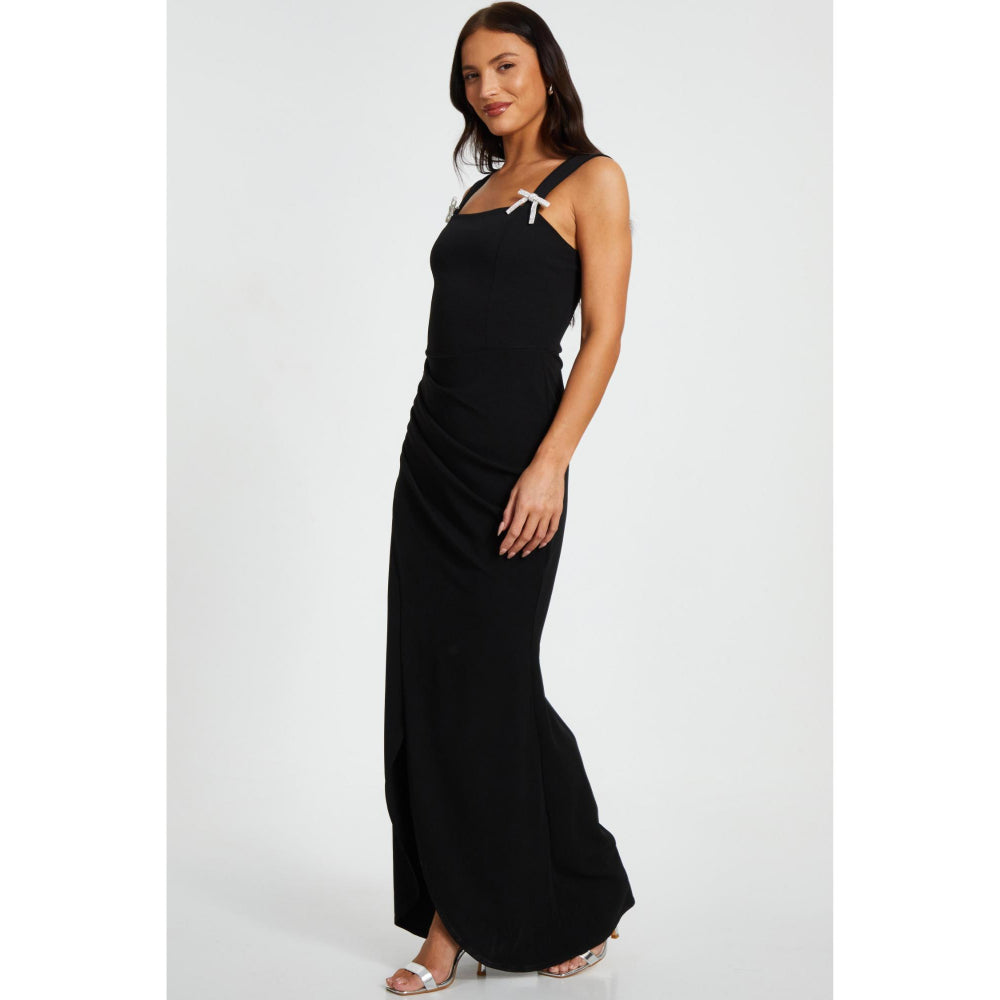 Quiz Clothing Women Black Polyester Solid Dress