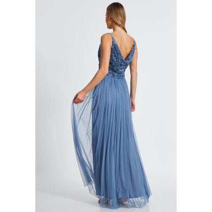 Quiz Clothing Women Blue Polyester Embellished Dress