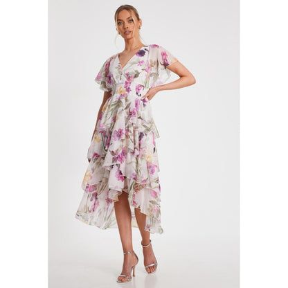 Quiz Clothing Women White Polyester Floral Dress