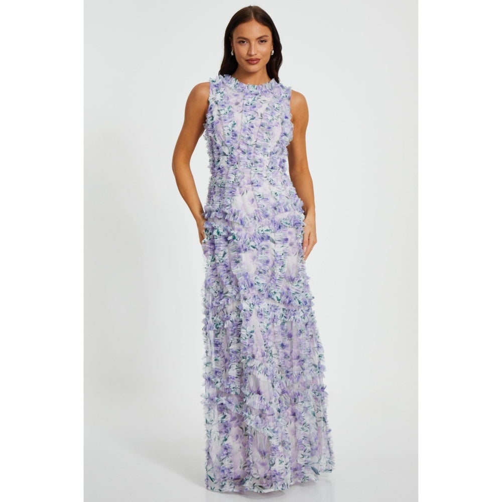 Quiz Clothing Women Lavender Polyester Floral Dress