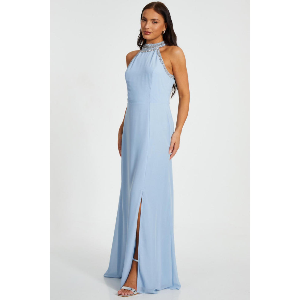 Quiz Clothing Women Blue Polyester Embellished Dress