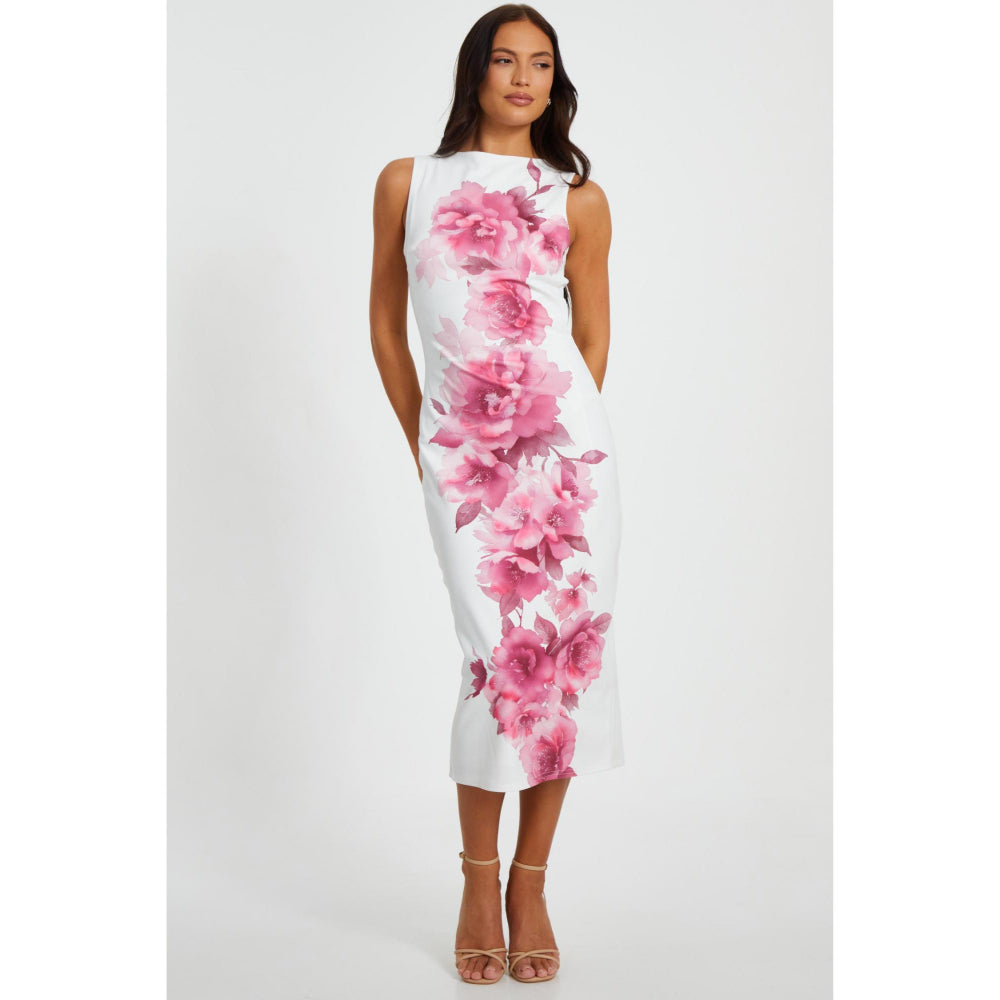 Quiz Clothing Women White Polyester Floral Dress
