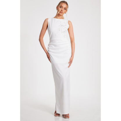 Quiz Clothing Women White Polyester Solid Dress