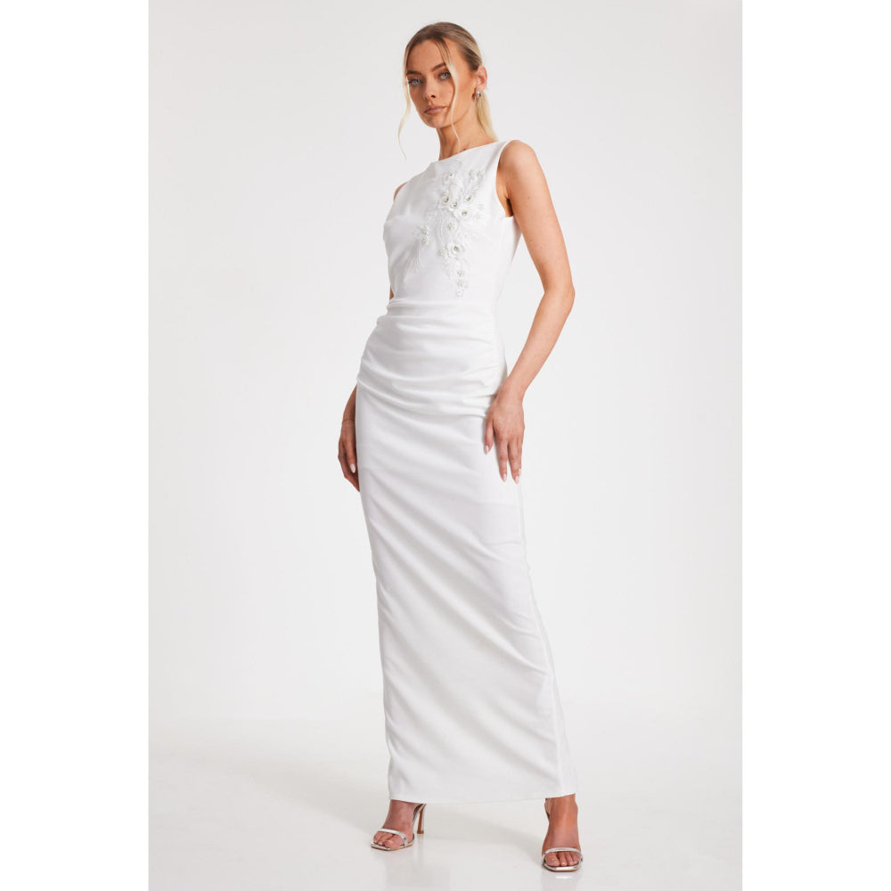 Quiz Clothing Women White Polyester Solid Dress