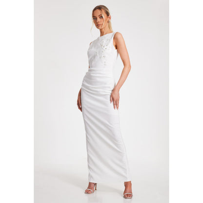 Quiz Clothing Women White Polyester Solid Dress
