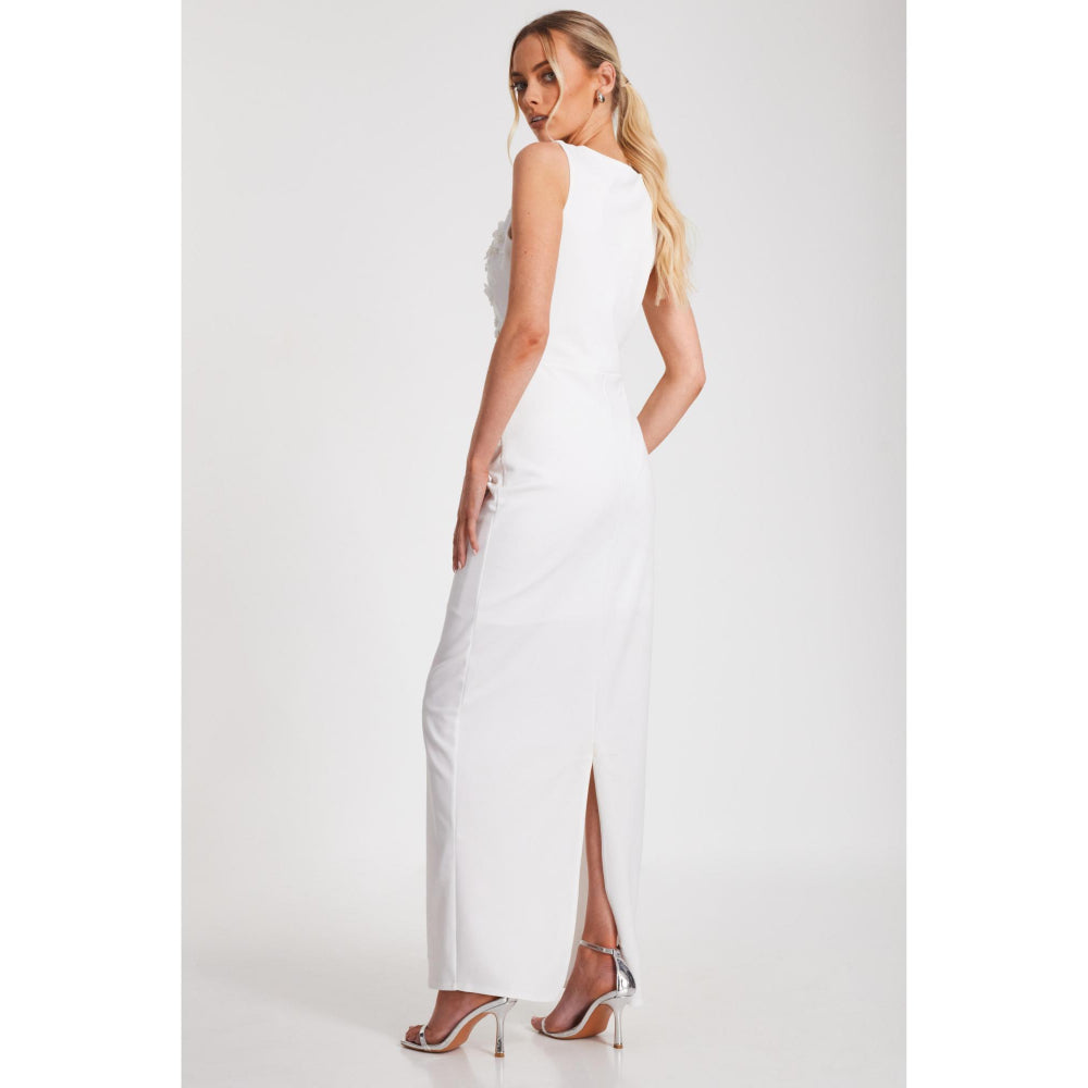 Quiz Clothing Women White Polyester Solid Dress