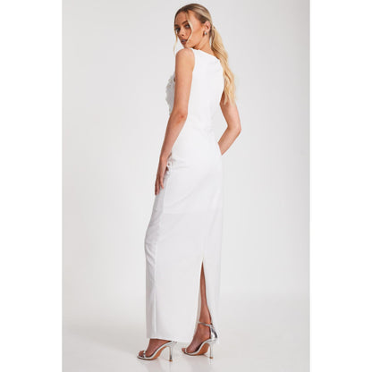 Quiz Clothing Women White Polyester Solid Dress