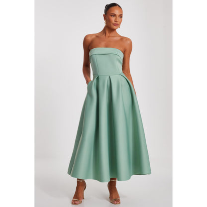 Quiz Clothing Women Green Polyester Solid Dress