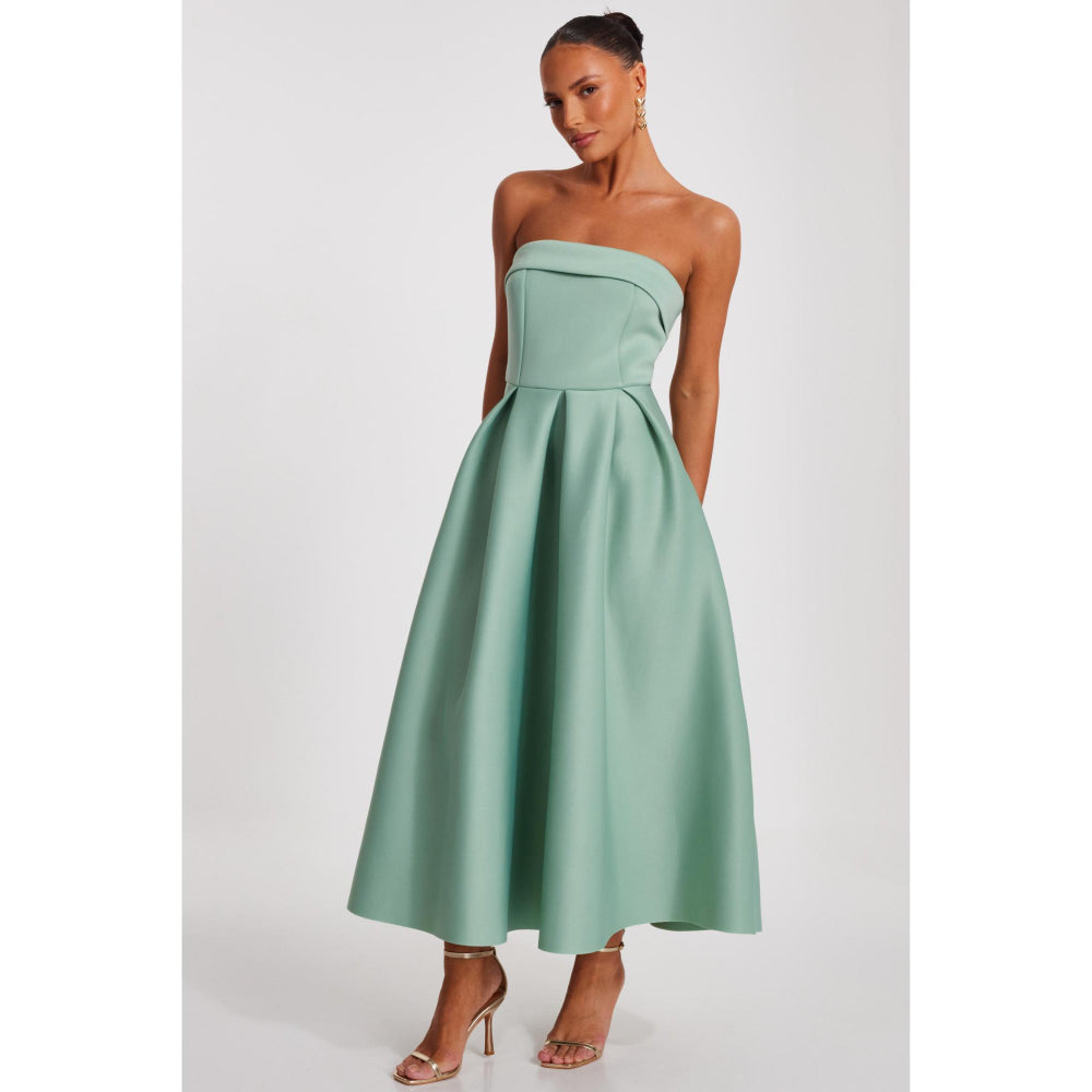 Quiz Clothing Women Green Polyester Solid Dress