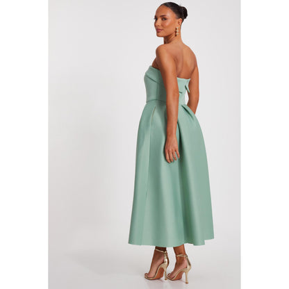 Quiz Clothing Women Green Polyester Solid Dress