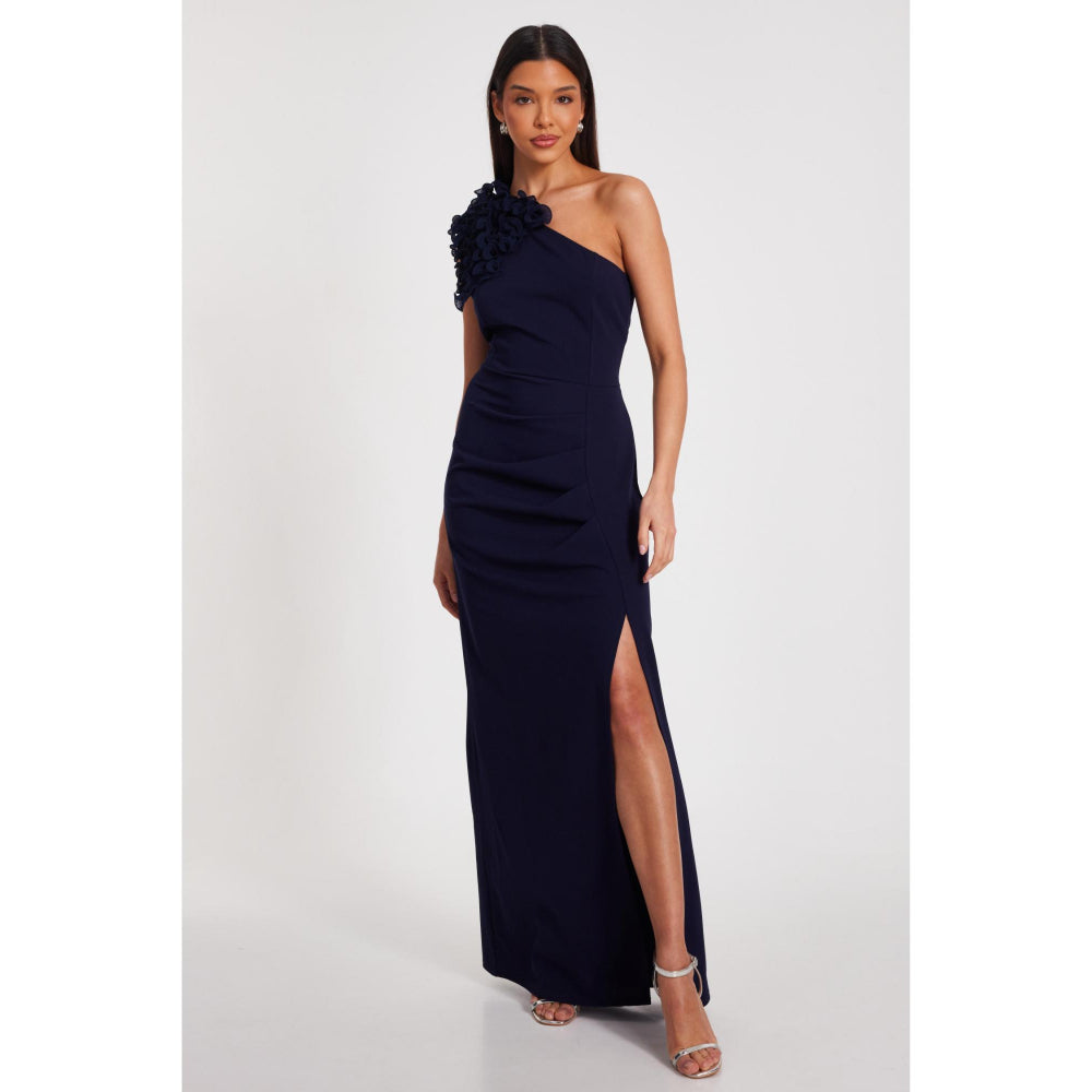 Quiz Clothing Women Navy Blue Polyester Solid Dress