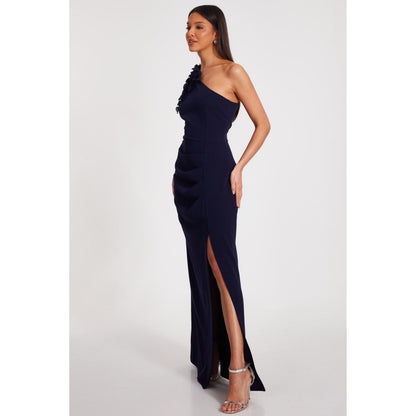Quiz Clothing Women Navy Blue Polyester Solid Dress
